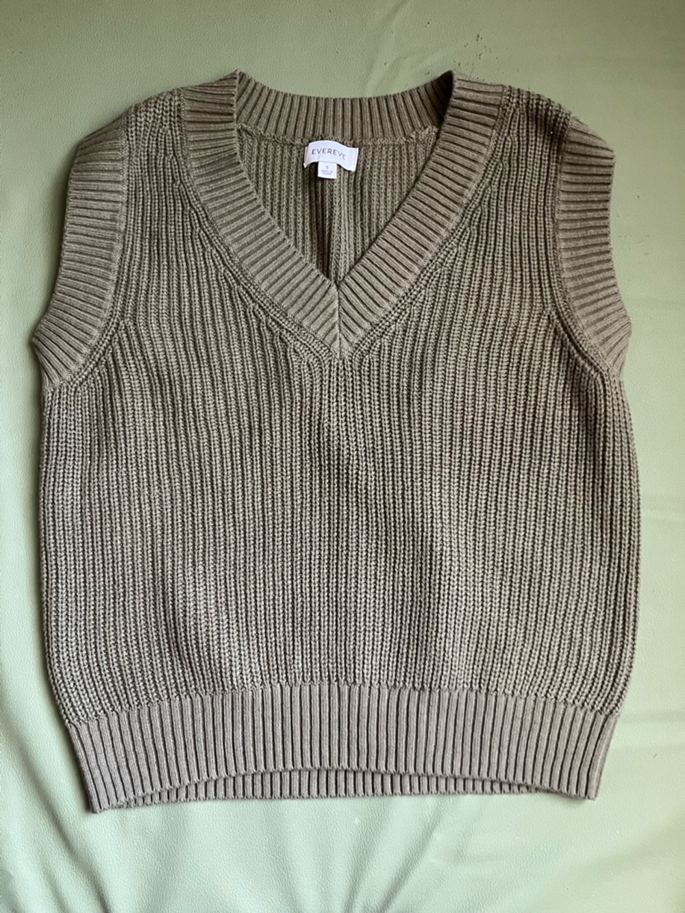 Evereve Dark Green Knit V-Neck Sweater Vest